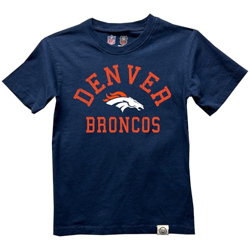 Wes and Willy NFL Kids Short Sleeve Organic Cotton Tee Shirt Denver Broncos Pro Navy XL