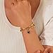 SHIMERITI Fashion 18K Gold Plated Stainless Steel Heart Charm Rectangle Chain Bracelet Double Layer Stack Adjustable Link Bracelet(Gold)