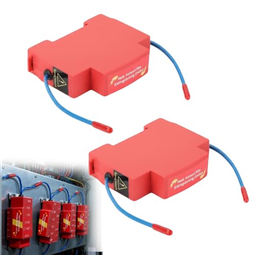 Automatic Aerosol Fire Extinguishing Device for Electrical Panel, DIN Rail Mount Compact Fire Suppression for Energy Storage System, 5-Second Rapid Activation (Red 2pcs)
