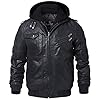 FLAVOR Men's Real Leather Jacket with Removable Hood Brown Genuine leather (Black, XXX-Large, 3x_l) #4