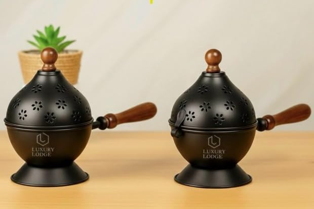 Image of 𝐋𝐔𝐗𝐔𝐑𝐘 𝐋𝐎𝐃𝐆𝐄 Metal Dhoop Holder | Incense Burner | Loban Dani | Dhoop Dani | Metal Loban Dhoop Dani | Dhoop Dani Stand Burner for Puja.