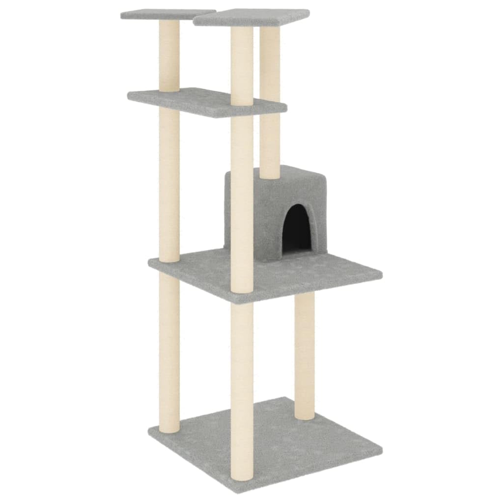 Rascador para Gatos con Postes de sisal Gris Claro 123 cm, ShGaxin Rascador Gato, Arbol Rascador para Gatos, Gatos Accesorios, Torre Gatos, Arranhador para Gatos, Casa para Gatos