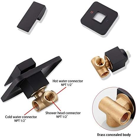 Miniatura 4 de Juego de grifo de ducha de bronce aceitado, cabezal de ducha de lluvia de baño, cabezal de ducha de metal de una sola función, con válvula áspera