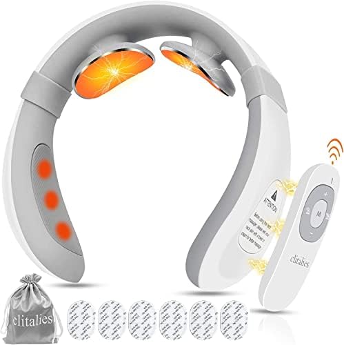 Electric Pulse Neck Massager for Pain Relief, Intelligent Neck Massager with Heat, Portable Neck Massager with Gel Pads for Women Men Gift (ST-304)