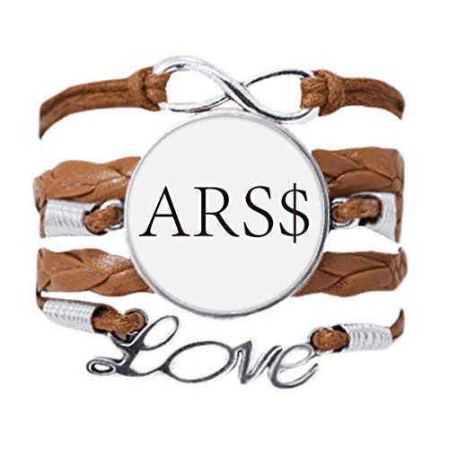 Symbole du Peso Argentin bracelet cuir noir à offrir en cadeau Love