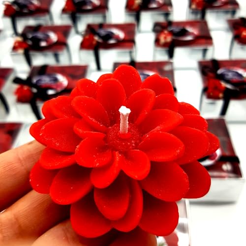 detalles boda para invitados, juego de loto velas personalizadas regalos originales para invitados de bodas, recuerdos comunion bautizo de boda (rojo, juego de 20)