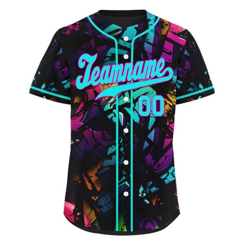 Custom Graffiti Baseball Jersey for Men Women Youth Personalized Button Down Shirt with Name Number Team Uniform miniatura 3