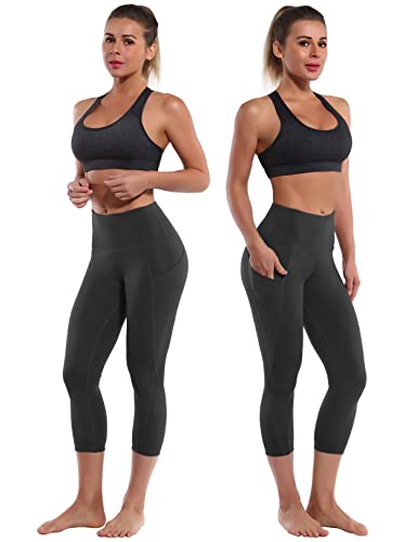BUBBLELIME 19" Women High Waist Yoga Pants Basic/Side Pockets Workout Side Pockets High Waist Capris_SHADOWCHARCOAL M_19" Inseam - Thumbnail 2