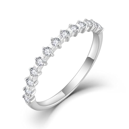JO WISDOM Stackable Ring Eternity Bands for Women 925 Sterling Silver Cubic Zirconia Half Eternity Stacking Rings