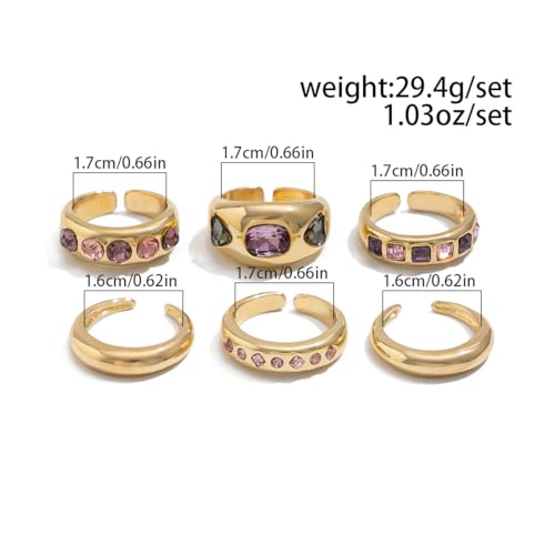 Chunky Gold Rings for Women Non Tarnish Travel Mothers Day Gifts Thick Adjustable Stackable Wedding Gold Plated Vintage Rings Set Size 8 Two Piece Sets Gifts for Women Going Out Rings 6