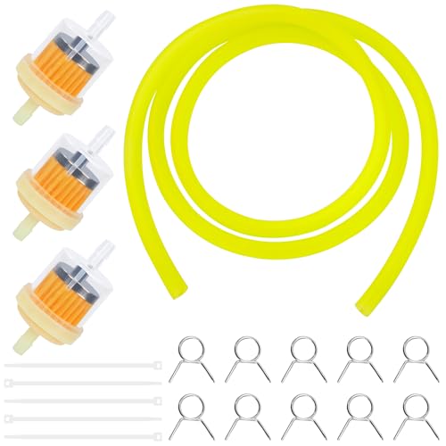 Tunejoy Kit de Filtro Combustible Moto con 1M Manguera de Gasolina y 3 Piezas Filtro Gasolina 10 Abrazaderas para ATV Pit Bike Scooter Ciclomotor Go Kart Amarillo