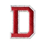 D-Red on White Monogram Letter Patch Appliqued Embroidery Iron/Sew On Badge DIY Decorate for...