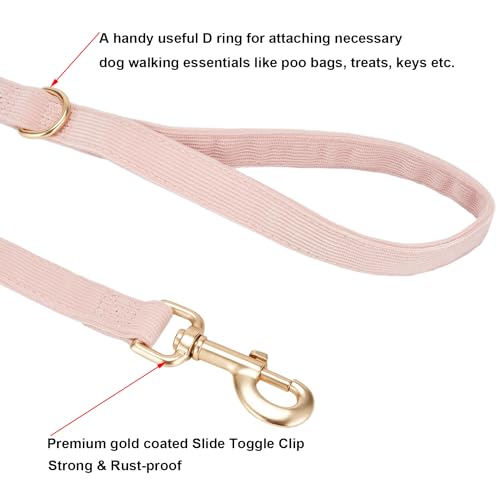 YUDOTE Weiche Cord-Hundeleine Klein,1.5x150cm,Staubiges Rosa