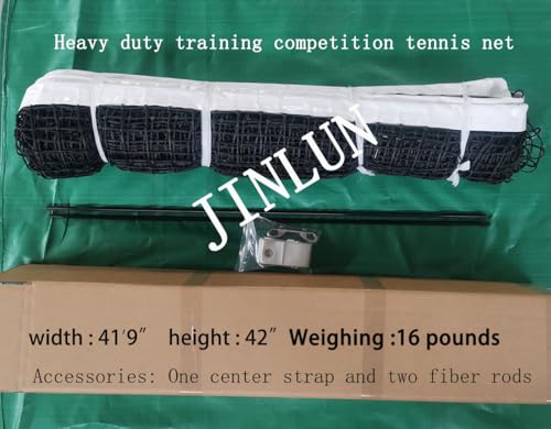 JINLUN Standard-Tennisnetz, robustes Outdoor-Tennisnetz, 12,7 m breit, 1,07 m hoch, HDPE-Netz, Schwarz