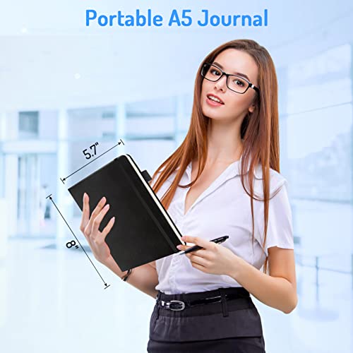 Forvencer Perforated Notebook, A5 Notebooks For Work W/ 160 Easy-Tear Perforated Pages, 100Gsm Thick Paper Lined Journals For Writing, Hardcover Notebook With Pen Loop, Inner Pocket, Bookmark, Lay Flat Notebook Journal, Black #TOP6