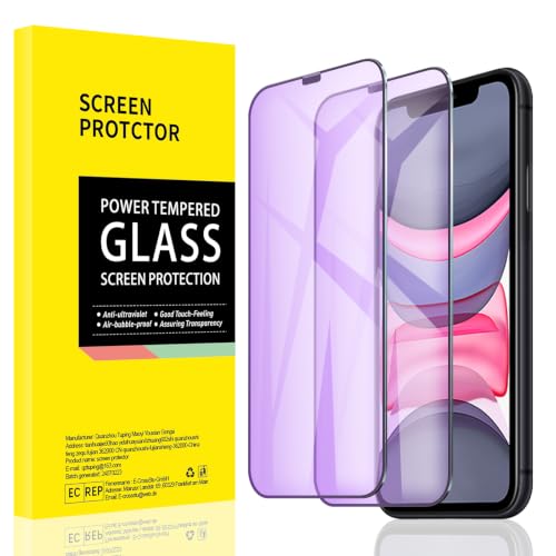Image of AKLPP 【2 Pack】 Tempered Glass Film Anti-Blue Light Screen Protector for iPhone 11/XR, Anti-Glare, 9H, HD, Eye Protection, Scratch & Smudge-Resistant Surface, No Bubbles, Anti Fingerprint