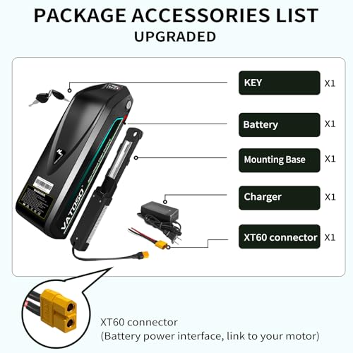 VATOSO 48V 16AH Lithium Battery, 30A BMS, Includes 2A Charger XT60 Connector, for 200W-1500W Controller Motor Power Supply Equipment,Solar Storage and More (48V16AH (with Charger)) - Thumbnail 3