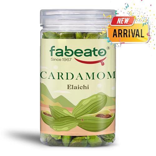 Image of Fabeato Whole Green Cardamom - 8mm Bold | Premium Elaichi | No Artificial Colors | Antioxidant-Rich Spice for Tea & Cooking | Supports Heart Health and Immunity, 50 gram