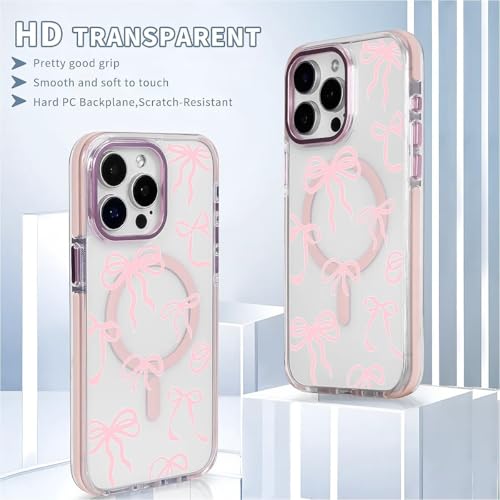 Akinmi for Magnetic Clear Case for iPhone 13/14 Compatible with Magsafe,Pink Bow Phone Case,Soft Silicone Shockproof Protective Cover for iPhone 13/14-(Pink) by Akinmi - Used condition - Image 5