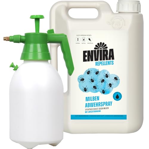 Envira Spray Anti-acariens 2L + Pulvérisateur à pression 2L - Spray Anti-acariens pour Matelas avec Effet Longue durée - sans Odeur & à Base d'eau