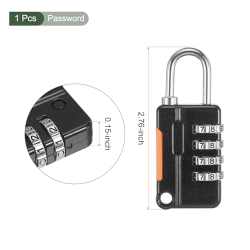 Image of YOKIVE 1 Set 4 Digit Combination Locks with Security Cable, Outdoor Padlocks | Steel Lock Chains Great for Lockers, Luggage, Bike (Black, 6.5-Feet)