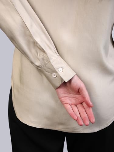 Image of Urbano Fashion Women's Modal Viscose Full Sleeve Regular Fit Casual Solid Shirt with Mandarin Collar