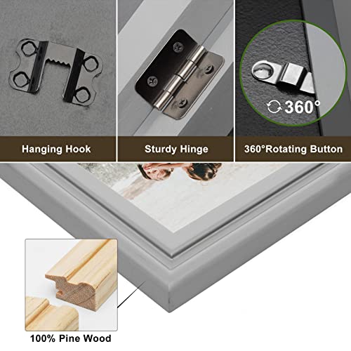 Wisadd Horizontal 5X7 Picture Frames Double Hinged Wood Folding Photo Frames With Real Glass Front Fit For Desktop Or Tabletop Display Pictures 4X6 With Mat Or 5X7 Without Mat, Gray Xhui-H75X2 #TOP4