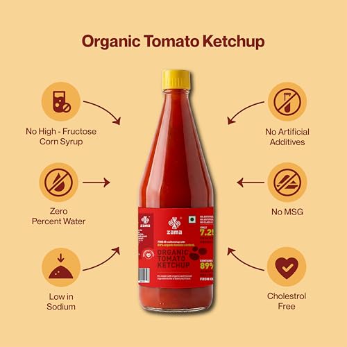 Image of Zama Organic Tomato Ketchup 950g | 89% Desi Tomatoes | No Preservatives | No Added Colours | Made with Organic Brown Sugar | Rich, Thick & Natural Taste