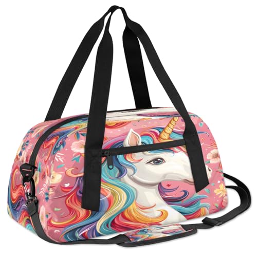 Unicorn Rainbow Pony Kids Duffle Bag Boys Girls Small Sport Dance Gym Bag for Overnight Travel Weekender Carry On3