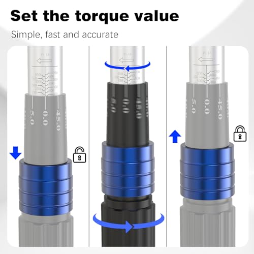 Image of SuZhi 3 /4 Inch Drive torque wrench 100-700 ft lb /135-949N.M /Aluminum Alloy handle & Cr-Mo Material Head, Heavy Duty, Professional,Dual Direction, Store in Solid Case