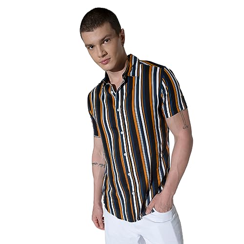 Image of Hubberholme Men's Rayon Relaxed Fit Printed Half Sleeve Resort Shirt