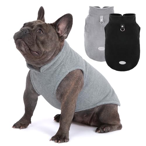 Image of 2Pack Fleece Dog Sweater Vest with Leash Ring Pullover Dog Clothes Sweaters for Small to Large Dogs with Reflective Strip Puppy Clothes Sweater Soft Lightweight Jacket for Fall /Spring /Winter