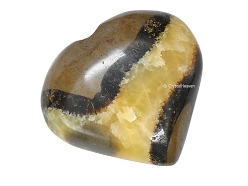 Image of Certified Septarian Crystal Heart Palm Pebbles Stones for Anxiety Stress Relief Massage - AAA Grade Original Healing Gemstone Agate Heart Palm Stone for Yoga Meditation Spiritual