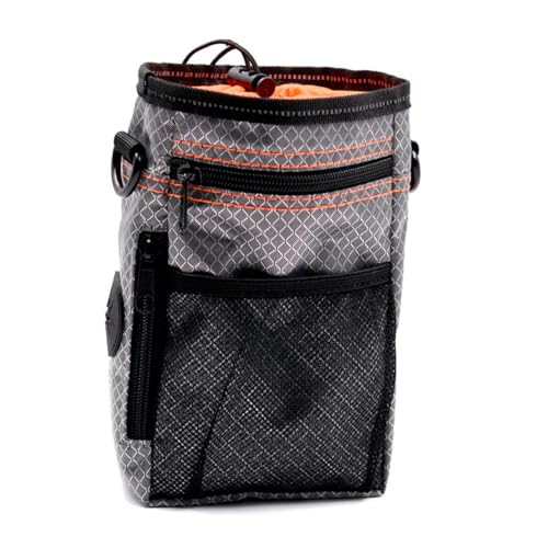 Training Treat Pouch Oxford Large Capacity Food Storage Pouch Drawstring Closure Multi-Pockets and Detachable Strap for Outdoor Activities Grey