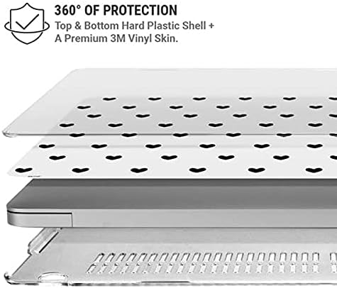Skinit Case + Skin Compatible with MacBook Air 13in M1 (2021) Originally Designed White and Black Hearts Design