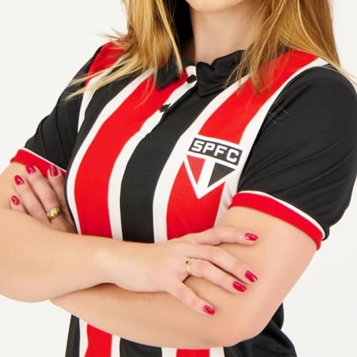 Polo São Paulo Fictional Feminina Branca Vermelha e Preta