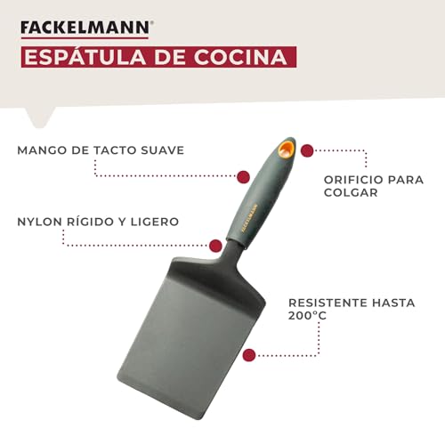 Fackelmann Soft Espátula de Cocina, Paleta Lasaña en Nylon, Óptima para Repostería, Hamburguesas, Servir Lasaña y para Cocinar a la Plancha, Resistente hasta 220ºC, Color Gris, 28x9cm, 1 ud - imagen 2
