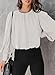 Dokotoo Womens Ladies Spring Fall Long Sleeve Tunic Tops and Blouses for Women 2026 Summer Crewneck Padded Shoulder Casual Loose Fitting Trendy Dressy Work Shirts White X-Large