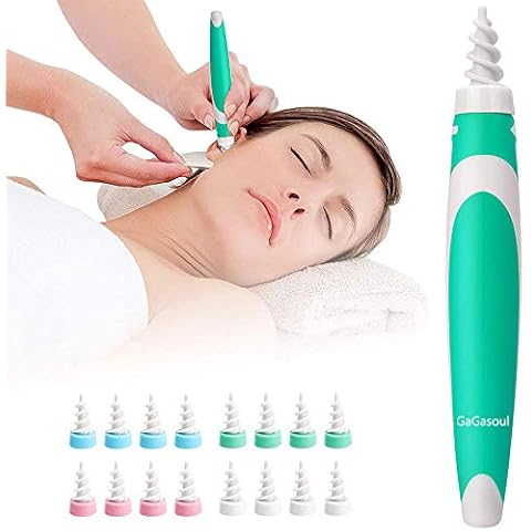 Ear Wax Remover, Q Grips Ear Wax Cleaner Spiral Ear Wax Removal Tool Earwax Removal Cleaning Kit with 16 pcs Soft Silicone Washable Tips(Green) Cover
