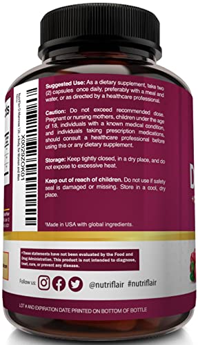 Nutriflair D-Mannose 1200Mg, 120 Capsules - With Cranberry And Dandelion Extract - Natural Urinary Tract Health Uti Support - Best D Mannose Powder - Flush Impurities, Detox Body, For Women And Men #TOP6