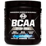 PMD Sports BCAA Stim-Free Amino Acids - Better Workout Performance, Enhanced Recovery, Daily Energy, Muscle Builder, and Muscle Sparing - BCAA Powder Drink Mix - Blue Razz (30 Servings)