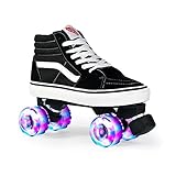 ZXSZX Rollschuhe Für Damen Und Herren, Discoroller Erwachsene Komfortable Rollerskates Quad Skating Outdoor Für Mädchen Und Jungen VIIPOO,Black-42