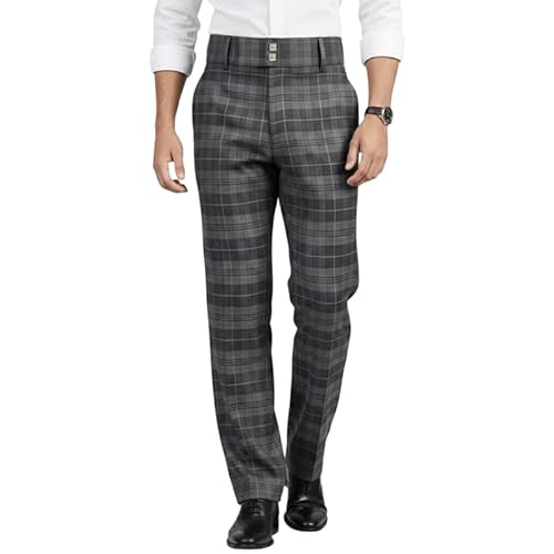 Image of BRAW CLANS TARTANS Tartan trews for Men - Scottish Trousers - Authentic Grey Granite Tartan - Waist 36 Inches - Inner Length 33 Inches (Long) - Fathers Day, Highland Gifts