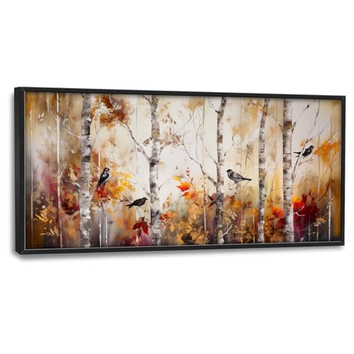 Farmhouse Birch Tree Living Room Large Wall Art Abstract Autumn