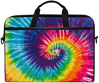 Laptop Sleeve Case, Abstract Swirl Tie Dye Rainbow 14-14.5 inch Briefcase Messenger Notebook Computer Bag with Shoulder Strap Handle for Men Women Boy Girls