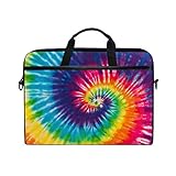 Laptop Sleeve Case, Abstract Swirl Tie Dye Rainbow 14-14.5 inch Briefcase Messenger Notebook Compute