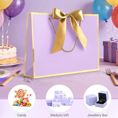 Image of JMANNI Gift Bags with Handles, 11 inch Small Gift Bags with Tissue Paper | 2 Pcs Light Purple Bags, 4 Tissue Paper and 2 Cards, for Baby Shower, Wedding Bridal Shower, Birthday Party