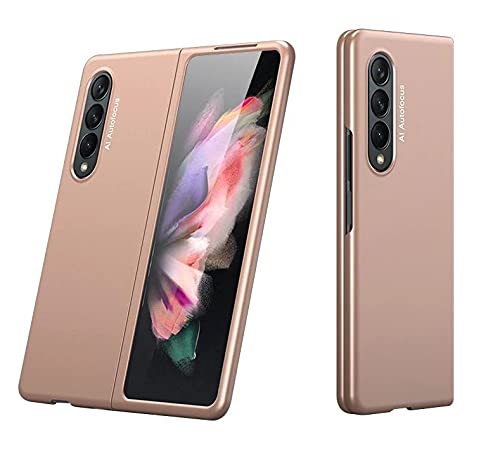 Case Creation New Premium Original Quality Imported Exclusive Matte Rubberised Finish Frosted Hard Back Shell Case Cover Guard Protection for Samsung Galaxy Z Fold 3 - Golden