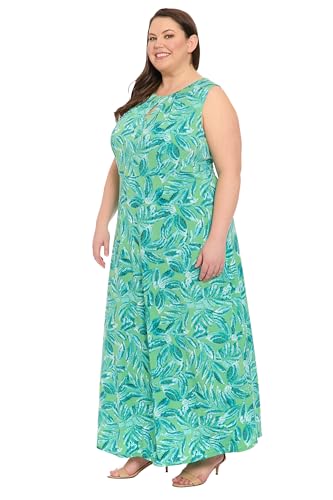 London Times Women’s Dresses Sleeveless Ankle-Length Maxi Dress – Fitted Waist A-Line Silhouette – Versatile Elegant Summer Dresses, Green Aqua, 14