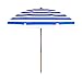 7.5 ft.Steel Commercial Grade Beach Umbrella with Ash Wood Pole & Carry Bag FF Color: Blue / White Stripe